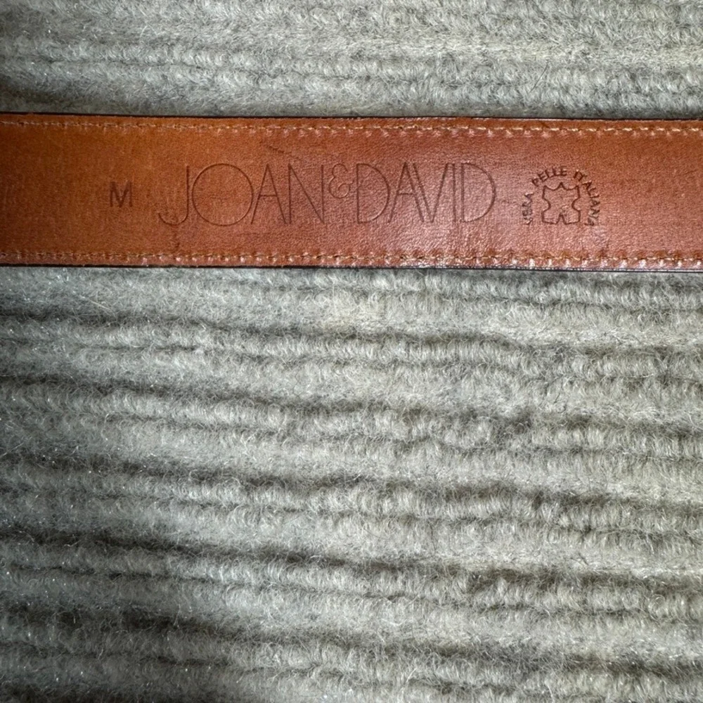 Joan & David Dark Brown Lizard Embossed Leather Belt Silver Buckle Made in Italy